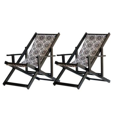 Imagem de Kit 2 Espreguiçadeiras Dobrável Black Cb-mandala