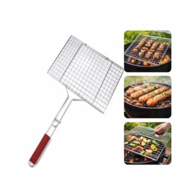 Imagem de Grelha Dupla Portátil  Cabo Aramado Vira Fácil para Churrasco de Carne