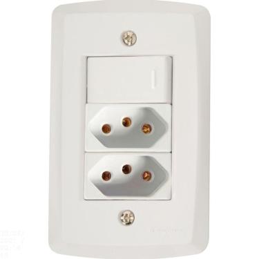 Imagem de Conjunto 4x2 Com 1 Interruptor Simples 10 A 250 V E 2 Tomadas 2p+t 10 A 250 V Lux2 Branco