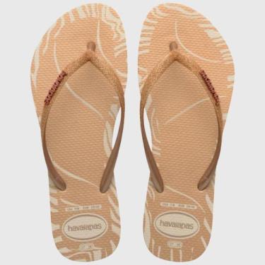 Imagem de Chinelo Havaianas Slim Glitter Edge Feminino - Bege - 37/38, 37/38