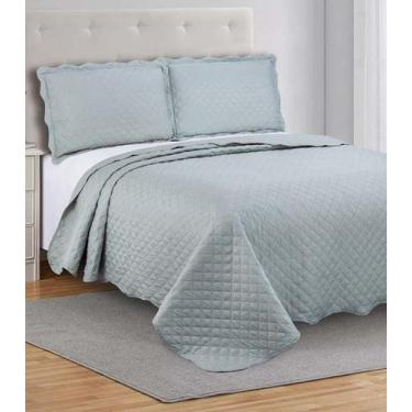 Imagem de Colcha Grid Casal Camesa Cinza, UN, Cinza