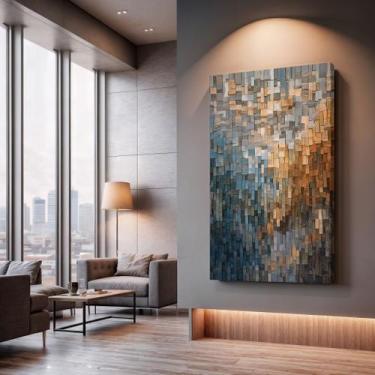 Imagem de Quadros Decorativos Textura Azul Ouro 40x60 Moderno Luxo Sala Quarto E