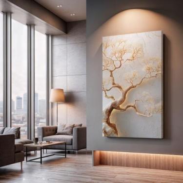 Imagem de Quadros Decorativos Ramos Dourados 130x90 Moderno Luxo Sala Quarto Esc