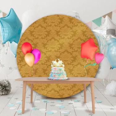 Imagem de Painel Redondo em Jacquard Dourado Ouro Vibrante Medalhão - Jacquard T