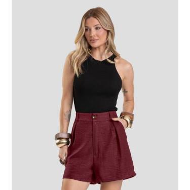 Imagem de Shorts Feminino em Tecido Dianna Vermelho, G, Vermelho
