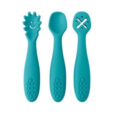 Imagem de Conjunto De Colher E Garfo De Silicone Para Bebês 3PCS Utensílios De A