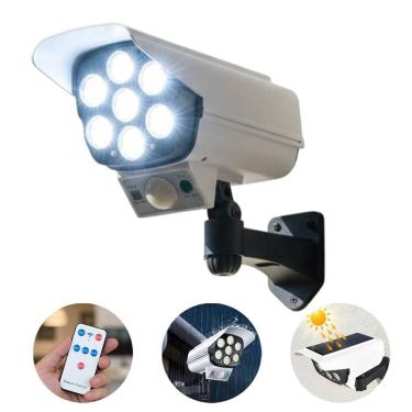 Imagem de Luminaria Solar 77 LEDs Camera Falsa Dummy Iluminaçao Externa Segurança Sensor De Proximidade