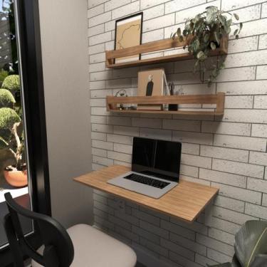 Imagem de Conjunto com 1 Escrivaninha Suspensa e 2 Prateleiras 100cm Carvalho Me