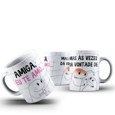 Imagem de Caneca Cerâmica Flork Amiga eu Te Amo Mas Vezes da Vontade