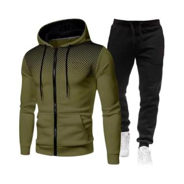 Imagem de Conjunto De Moda Casual Masculina Com Estampa, Moletom Com Zíper E Cap