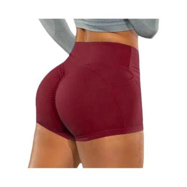 Imagem de Shorts De Fitness Sem Costura De Cintura Alta Com Efeito Levanta Bumbu
