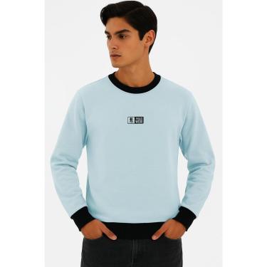 Imagem de Blusa Moletom Masculina Gola Careca Polo Wear Azul Claro-Masculino