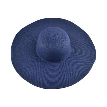 Imagem de Chapéu De Sol Feminino Dobrável Com Aba Larga Para Verão, Cor Sólida, 