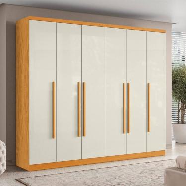 Imagem de Guarda Roupa Roupeiro Canadá 6 portas 8 Gavetas Cinamomo Off White Aramóveis