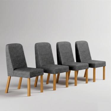 Imagem de Kit 4 Cadeiras para Sala de Jantar Isis Cinamomo/Cinza