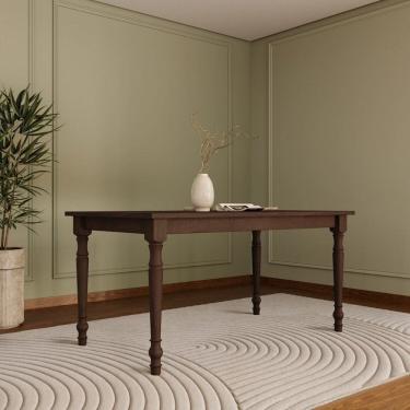 Imagem de Mesa de Jantar Retangular 160cm para 6 Lugares 100% Madeira Maciça Rubi Café