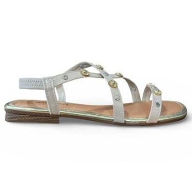 Imagem de Sandália Rasteira Feminina Tiras com Tachas Casual Confortável Mississipi-Feminino