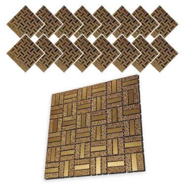 Imagem de Pastilha De Vidro Kit 16 Uni Adesivo Parede Cozinha Banheiro Sala Aplicacao Facil Decorativa Moderna Reforma Requintado