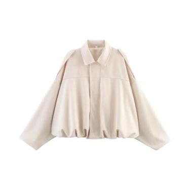 Imagem de Jaqueta Bomber Feminina Vintage Com Textura De Camurça, Zíper, Manga L