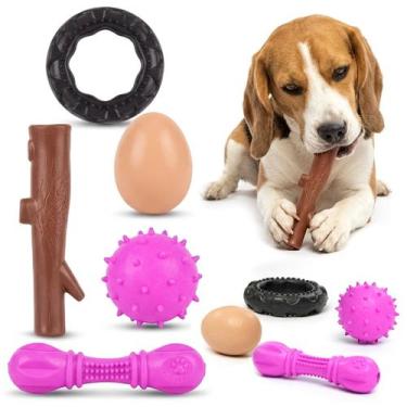 Imagem de 5 Brinquedos Para Cães Pet Mordedor Bolinhas Gravetos Ossos Borracha A