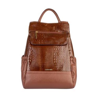 Imagem de Mochila antifurto de couro croco feminina Suelen - Andrea Vinci, Whisk