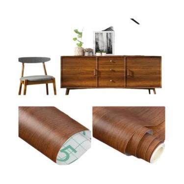 Imagem de Papel De Parede PVC Com Textura De Madeira De 55cm, Impermeável E Auto
