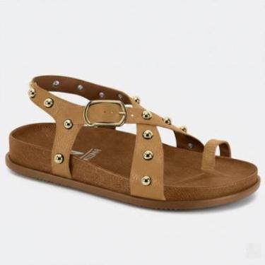 Imagem de Sandália Feminina Papete Tiras Cruzadas Dedal Bottons Ouro Vizzano-Feminino