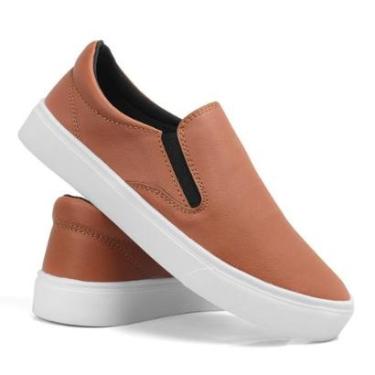 Imagem de Tênis Slip On Casual Iate Sapatênis Sem Cadarço Calce Fácil Elástico Leve Macio Confort...