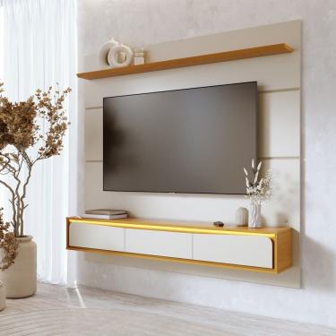 Imagem de Painel Home Suspenso Tahiti com Led para Tv até 65 Polegadas Off White Matte Naturale Colibri