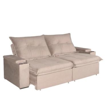 Imagem de Sofá 4 Lugares 2,50m Retrátil e Reclinável Ravi Bom Pastor, Bege Velud