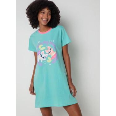 Imagem de Camisola Manga Curta Algodão Feminina Pet Sereia - Puket, M