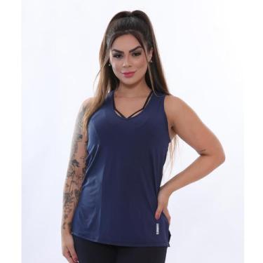 Imagem de Regata Comprida Dryfit Feminina Tapa Bumbum Azul Marinho - ElementFit,