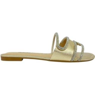 Imagem de Tamanco Feminino Rasteira Casual Dia a Dia Passeio Trabalho com Strass Ultra Conforto Dakota Y9141-Feminino