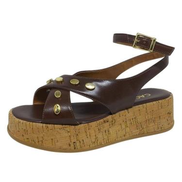 Imagem de Sandalia Anabela Salto Medio Moda Conforto Casual Cacci