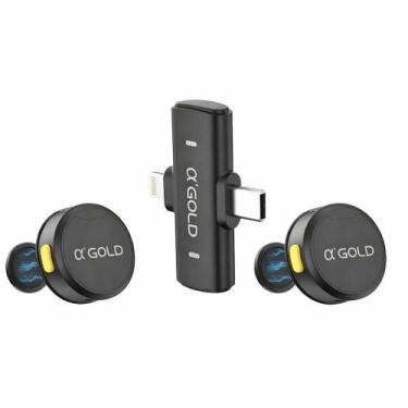 Imagem de Microfone Lapela Sem Fio Duplo Magnético AGold para iPhone e Android T