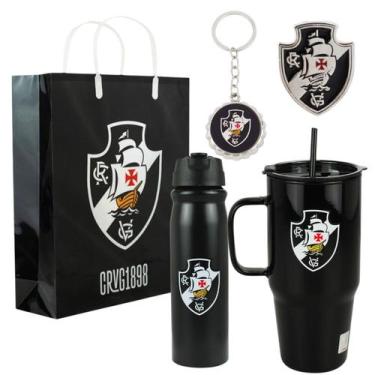 Imagem de Kit Presente Torcedor Garrafa Caneca Chaveiro Broche - Vasco - Mileno
