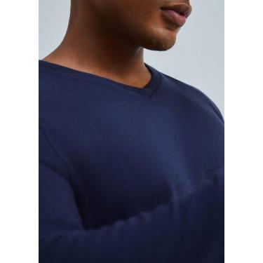 Imagem de Camiseta Básica Masculina Manga Longa Gola V World, EXG, Azul
