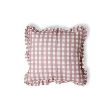 Imagem de Capa de Almofada Estampada com Babados Vichy Elena Rosa Rosa