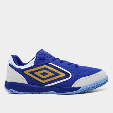 Imagem de Chuteira Futsal Umbro Pro Challenge Uptake Unissex, Azul, Dourado, 40