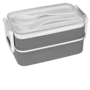 Imagem de Marmita Pote Lancheira 2 Andares Bento Box 900ml Porta Talher - Koisas