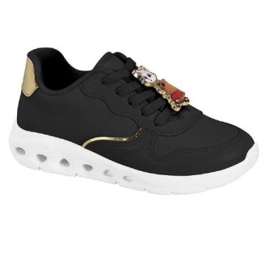 Imagem de Tenis molekinha casual ref 2588.106.12638 menina, Preto, Dourado, 31