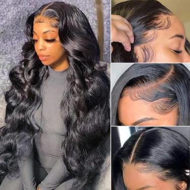 Imagem de Peruca frontal de renda Pizazz Body Wave 100% cabelo humano 180% densi