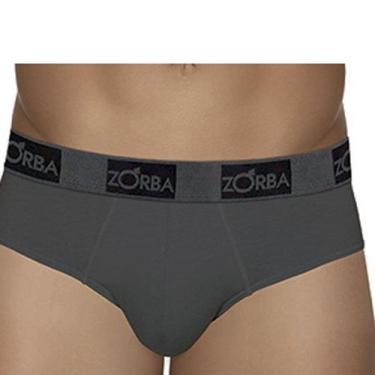 Imagem de Cueca Masculina Zorba Slip Plus Branco, P, Cinza