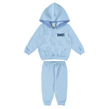 Imagem de Conjunto Moletom Dino Infantil Menino Flanelado ccapuz e Punho Inverno