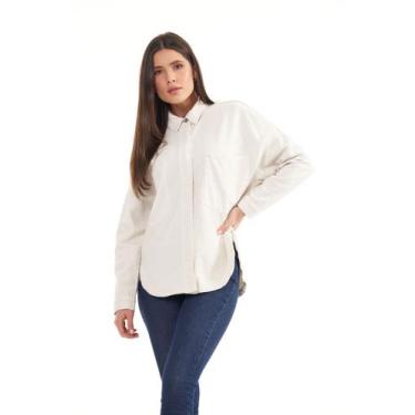 Imagem de Jaqueta Jeans Feminina Tradicional Bege - My Rock Denim, G