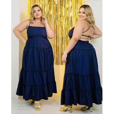 Imagem de Vestido Plus Size Midi Longo 3 Marias Babado Costas Nua Com Lastex - T