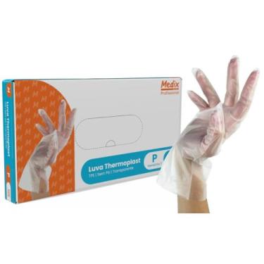 Imagem de Luva Proteção Descartável Thermoplast Sem Pó 100un - Medix, G, Incolor