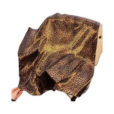 Imagem de Faixa De Cabelo De Seda Com Estampa De Leopardo Para Mulheres, Lenço D