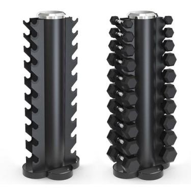 Imagem de Kit Halteres Sextavado - Pares 2 a 12,5kg Com Suporte Torre - D1Fitnes