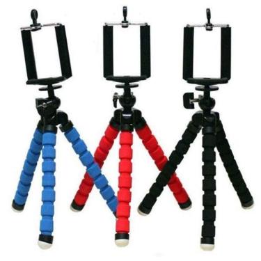 Imagem de Mini Tripé Flexível Shopmix Novo Século 25cm Suporte Celular Azul